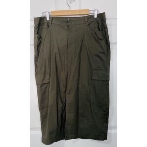 DASH Women’s Size L Green Skirt Elastic Waist Pockets Slit in Front Cotton Blend